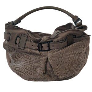 BURBERRY Neutral brown Woven leather and Suede Hobo